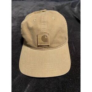 Vintage Car Hart Cap Strap Back Adjustable Tan Patch Logo Adult